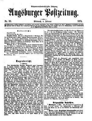 Augsburger Postzeitung Mittwoch 4. Februar 1874