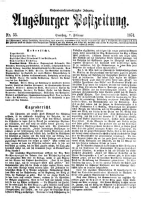 Augsburger Postzeitung Samstag 7. Februar 1874