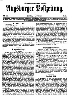 Augsburger Postzeitung Samstag 14. Februar 1874