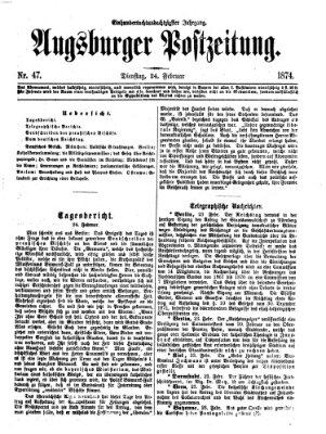 Augsburger Postzeitung Dienstag 24. Februar 1874