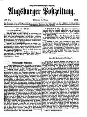 Augsburger Postzeitung Mittwoch 4. Februar 1874