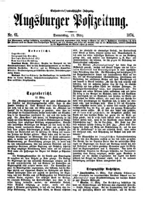 Augsburger Postzeitung Donnerstag 12. März 1874