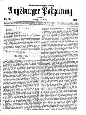 Augsburger Postzeitung Montag 16. März 1874