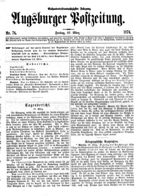 Augsburger Postzeitung Freitag 27. März 1874