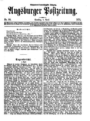 Augsburger Postzeitung Samstag 4. April 1874