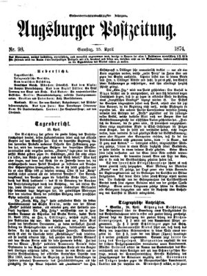 Augsburger Postzeitung Samstag 25. April 1874