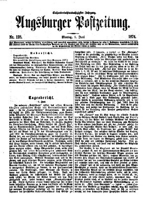 Augsburger Postzeitung Montag 1. Juni 1874