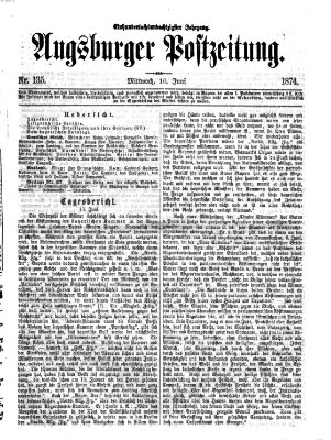 Augsburger Postzeitung Mittwoch 10. Juni 1874