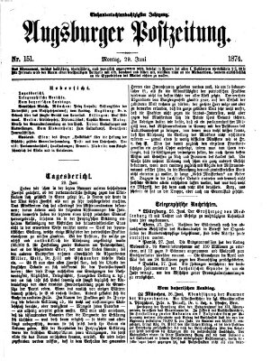 Augsburger Postzeitung Montag 29. Juni 1874