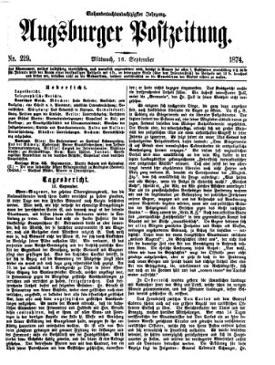 Augsburger Postzeitung Mittwoch 16. September 1874