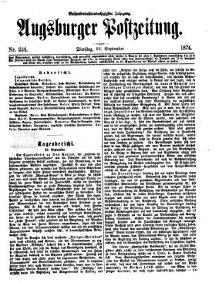 Augsburger Postzeitung Dienstag 22. September 1874