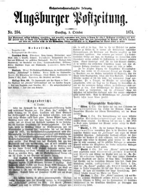 Augsburger Postzeitung Samstag 3. Oktober 1874