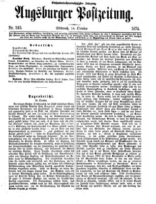 Augsburger Postzeitung Mittwoch 14. Oktober 1874