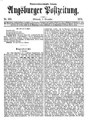 Augsburger Postzeitung Mittwoch 2. Dezember 1874