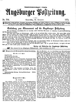 Augsburger Postzeitung Donnerstag 24. Dezember 1874