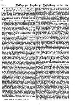 Augsburger Postzeitung. Beilage zur Augsburger Postzeitung (Augsburger Postzeitung) Samstag 10. Januar 1874