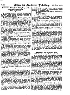 Augsburger Postzeitung. Beilage zur Augsburger Postzeitung (Augsburger Postzeitung) Samstag 28. Februar 1874