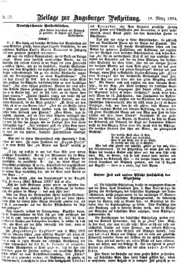 Augsburger Postzeitung. Beilage zur Augsburger Postzeitung (Augsburger Postzeitung) Donnerstag 19. März 1874