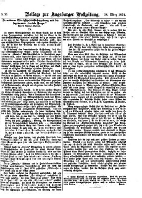 Augsburger Postzeitung. Beilage zur Augsburger Postzeitung (Augsburger Postzeitung) Samstag 28. März 1874