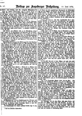 Augsburger Postzeitung. Beilage zur Augsburger Postzeitung (Augsburger Postzeitung) Mittwoch 10. Juni 1874