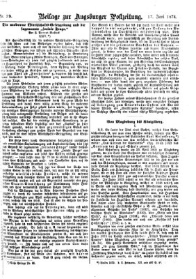 Augsburger Postzeitung. Beilage zur Augsburger Postzeitung (Augsburger Postzeitung) Mittwoch 17. Juni 1874