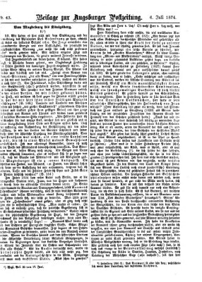 Augsburger Postzeitung. Beilage zur Augsburger Postzeitung (Augsburger Postzeitung) Montag 6. Juli 1874