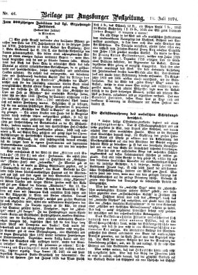 Augsburger Postzeitung. Beilage zur Augsburger Postzeitung (Augsburger Postzeitung) Samstag 18. Juli 1874