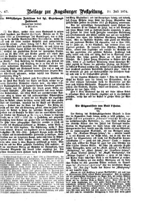 Augsburger Postzeitung. Beilage zur Augsburger Postzeitung (Augsburger Postzeitung) Mittwoch 22. Juli 1874