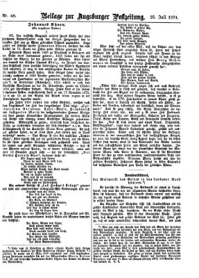 Augsburger Postzeitung. Beilage zur Augsburger Postzeitung (Augsburger Postzeitung) Samstag 25. Juli 1874