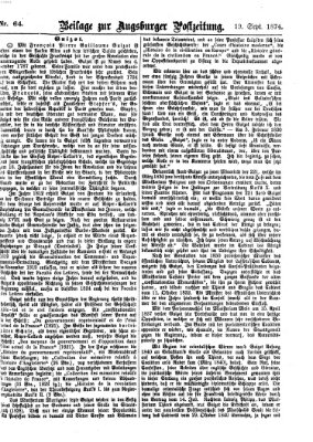 Augsburger Postzeitung. Beilage zur Augsburger Postzeitung (Augsburger Postzeitung) Samstag 19. September 1874