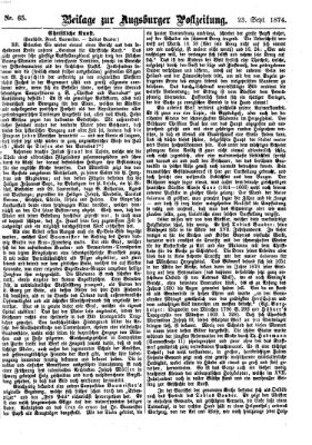 Augsburger Postzeitung. Beilage zur Augsburger Postzeitung (Augsburger Postzeitung) Mittwoch 23. September 1874