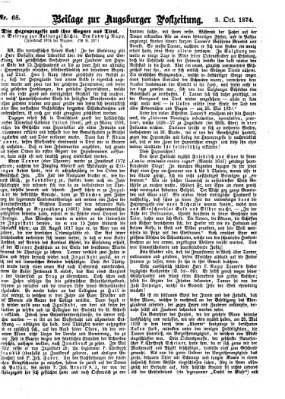 Augsburger Postzeitung. Beilage zur Augsburger Postzeitung (Augsburger Postzeitung) Samstag 3. Oktober 1874