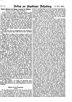 Augsburger Postzeitung. Beilage zur Augsburger Postzeitung (Augsburger Postzeitung) Donnerstag 15. Oktober 1874