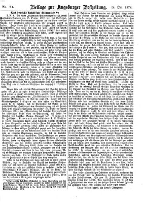 Augsburger Postzeitung. Beilage zur Augsburger Postzeitung (Augsburger Postzeitung) Samstag 24. Oktober 1874