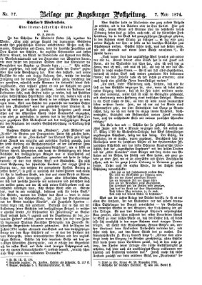 Augsburger Postzeitung. Beilage zur Augsburger Postzeitung (Augsburger Postzeitung) Samstag 7. November 1874