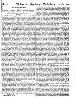 Augsburger Postzeitung. Beilage zur Augsburger Postzeitung (Augsburger Postzeitung) Samstag 14. November 1874