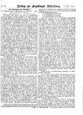 Augsburger Postzeitung. Beilage zur Augsburger Postzeitung (Augsburger Postzeitung) Donnerstag 3. Dezember 1874