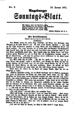 Augsburger Sonntagsblatt (Augsburger Postzeitung) Sonntag 18. Januar 1874