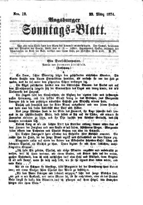 Augsburger Sonntagsblatt (Augsburger Postzeitung) Sonntag 22. März 1874