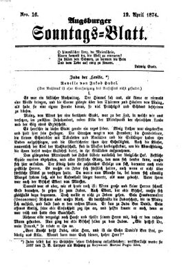 Augsburger Sonntagsblatt (Augsburger Postzeitung) Sonntag 19. April 1874