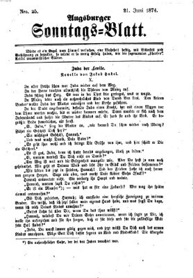 Augsburger Sonntagsblatt (Augsburger Postzeitung) Sonntag 21. Juni 1874