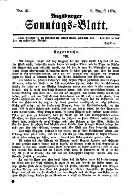 Augsburger Sonntagsblatt (Augsburger Postzeitung) Sonntag 9. August 1874