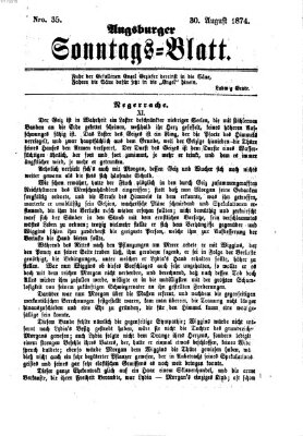 Augsburger Sonntagsblatt (Augsburger Postzeitung) Sonntag 30. August 1874