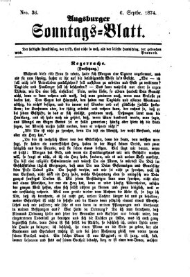 Augsburger Sonntagsblatt (Augsburger Postzeitung) Sonntag 6. September 1874