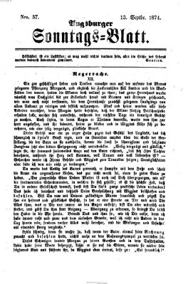 Augsburger Sonntagsblatt (Augsburger Postzeitung) Sonntag 13. September 1874
