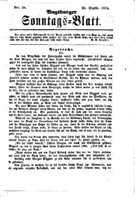 Augsburger Sonntagsblatt (Augsburger Postzeitung) Sonntag 20. September 1874