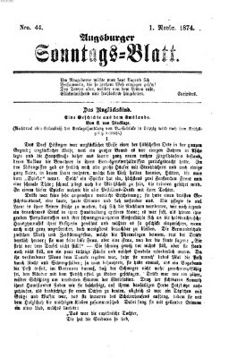 Augsburger Sonntagsblatt (Augsburger Postzeitung) Sonntag 1. November 1874