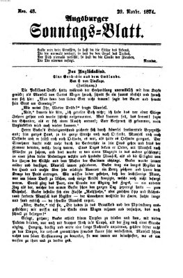 Augsburger Sonntagsblatt (Augsburger Postzeitung) Sonntag 29. November 1874