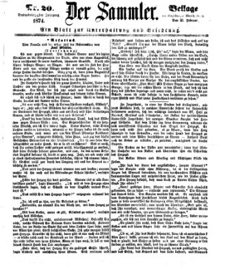 Der Sammler (Augsburger Abendzeitung) Samstag 21. Februar 1874