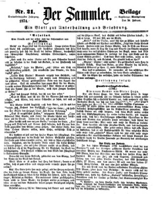 Der Sammler (Augsburger Abendzeitung) Dienstag 24. Februar 1874